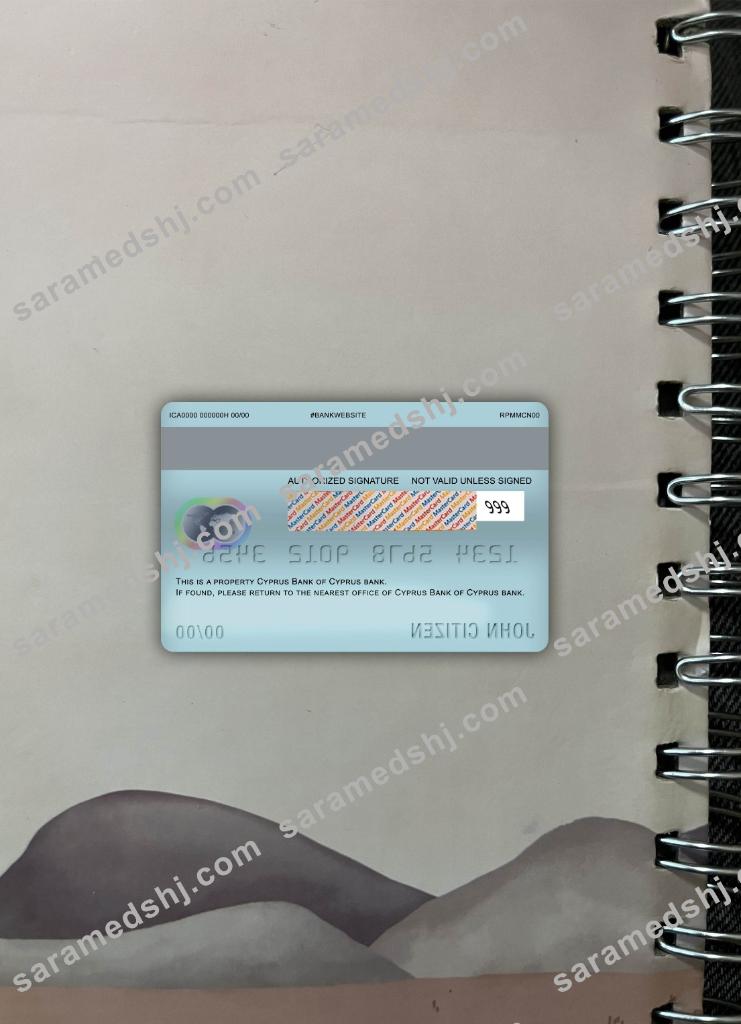 Cyprus bank of cyprus bank master debit card photolook back
